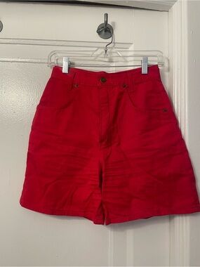High-Waist Women's Red Cotton Shorts
